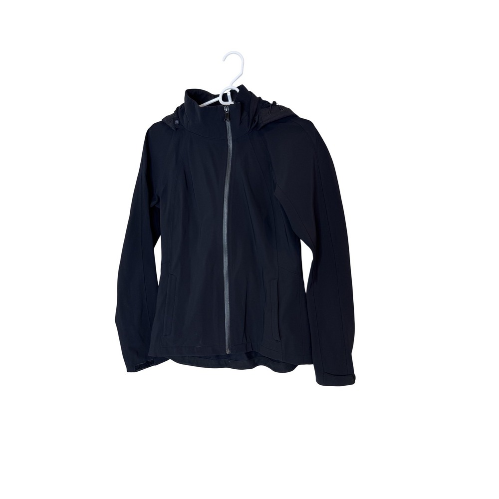 Athleta Jacket Womens Small‎ Black Softshell Hooded Full Zip Lined Pockets